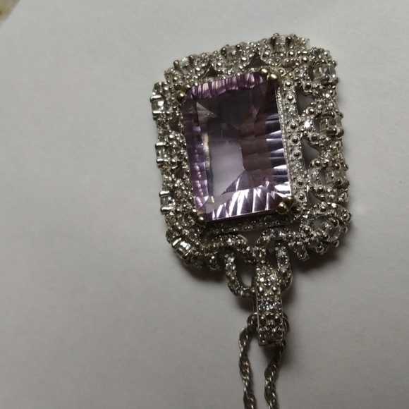 Stamped .925 India Kunzite and Zircon Necklace8.9 Grams